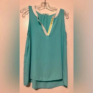 Karlie turquoise sheer sleeveless tank size S